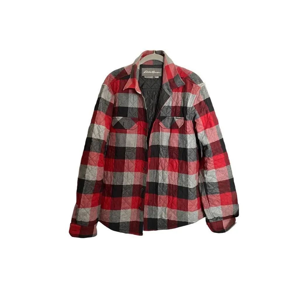 Eddie Bauer men’s buffalo check, Shacket quilted flannel jacket size med